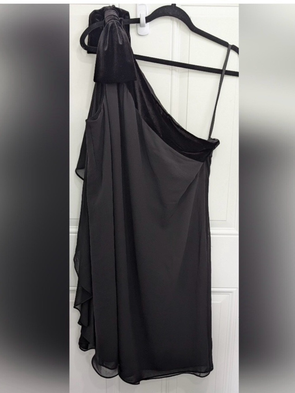 Ralph Lauren Black One-Shoulder Dress with Shoulder Bow
